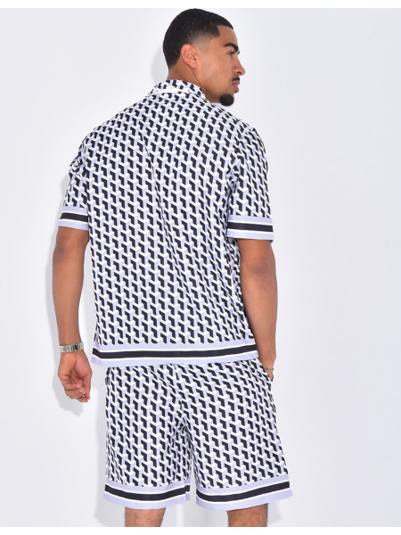 Ensemble short et chemise à motifs géométriques
