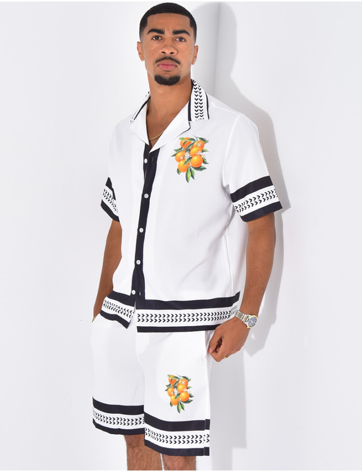 Ensemble short et chemise oranger