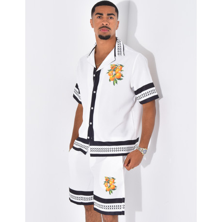 Ensemble short et chemise oranger