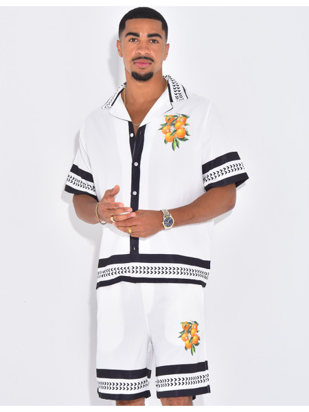 Ensemble short et chemise oranger
