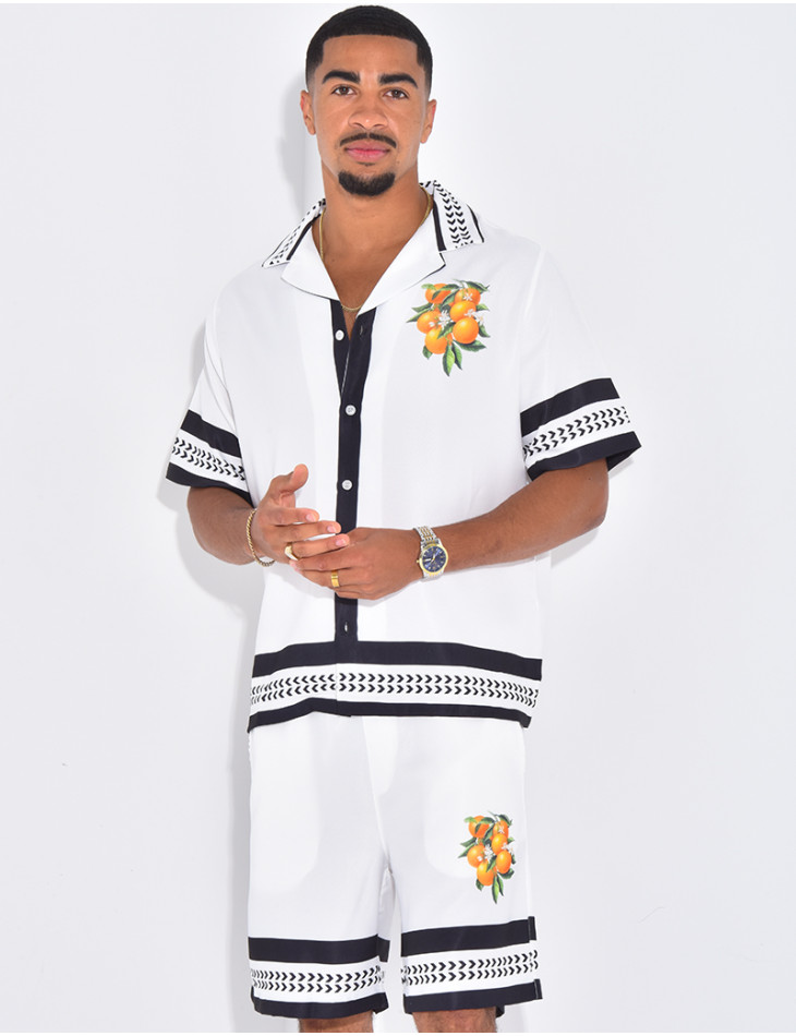 Ensemble short et chemise oranger