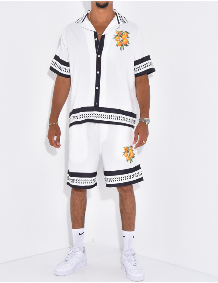 Ensemble short et chemise oranger