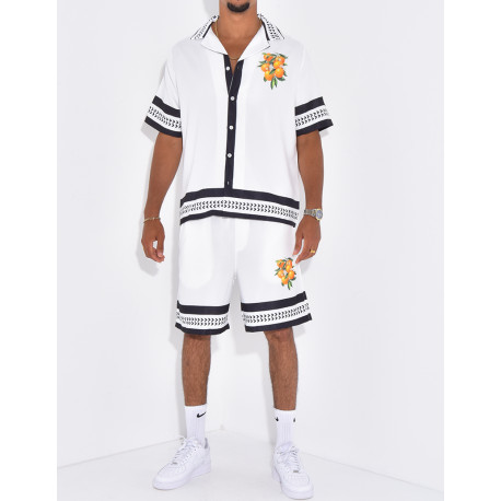 Ensemble short et chemise oranger