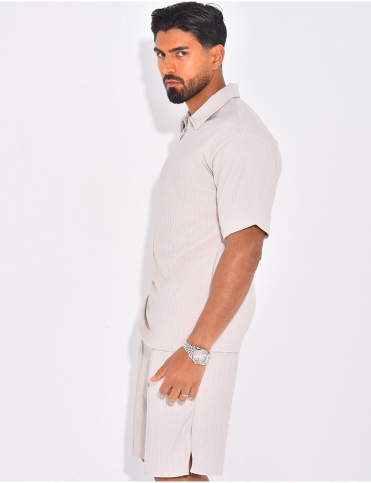 Ensemble short et polo texturé
