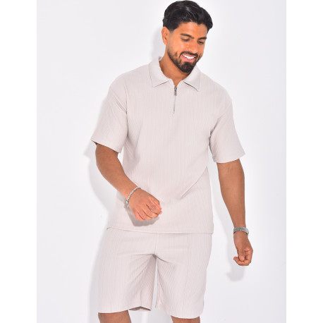 Ensemble short et polo texturé