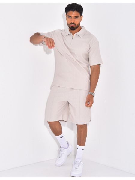 Ensemble short et polo texturé