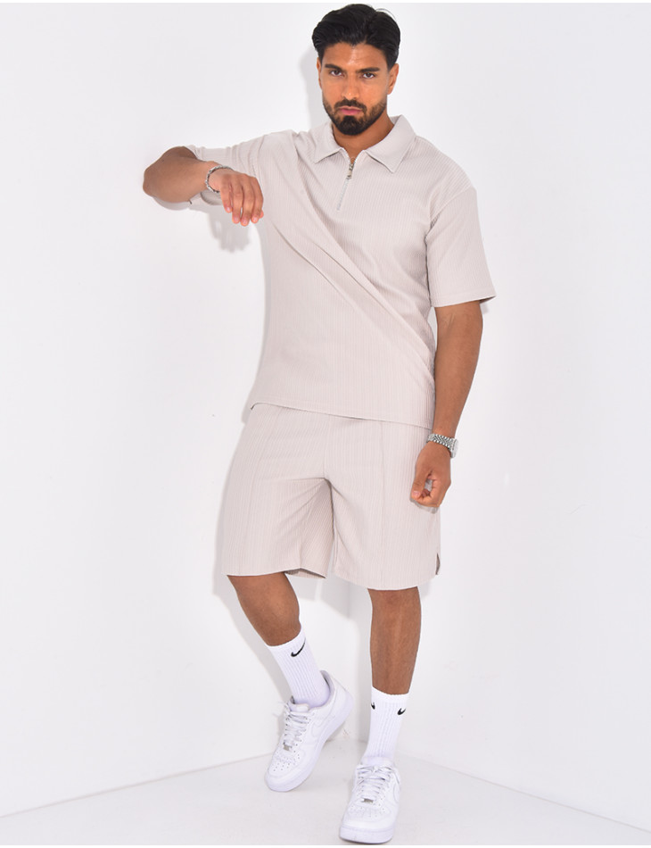 Ensemble short et polo texturé