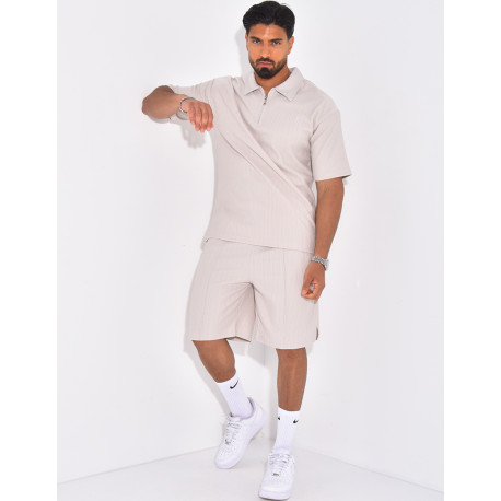 Ensemble short et polo texturé