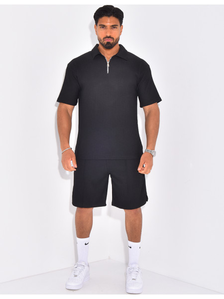 Ensemble short et polo texturé