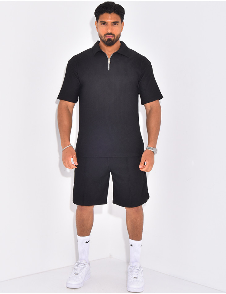 Ensemble short et polo texturé