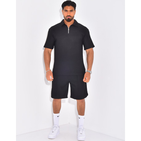 Ensemble short et polo texturé