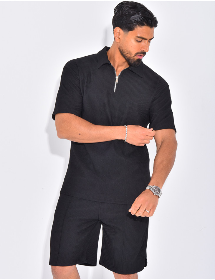 Ensemble short et polo texturé