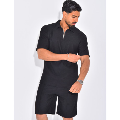 Ensemble short et polo texturé
