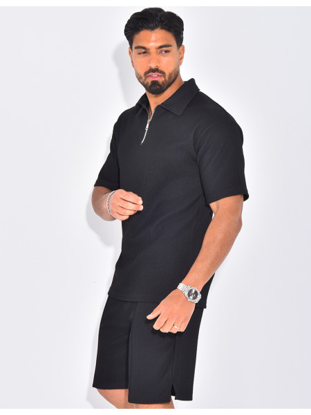 Ensemble short et polo texturé