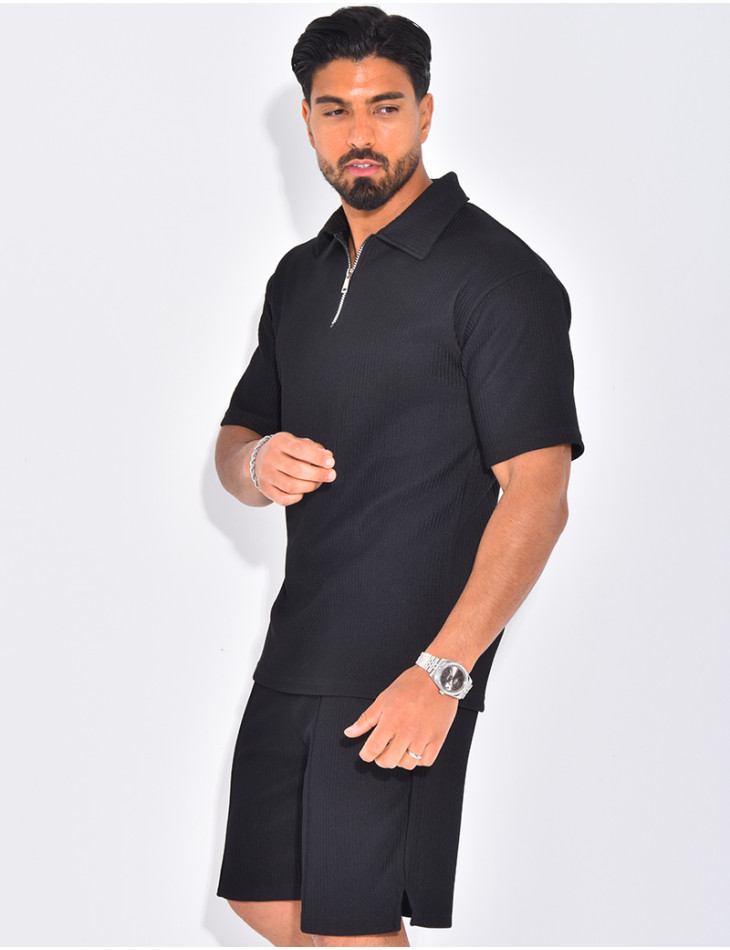 Ensemble short et polo texturé