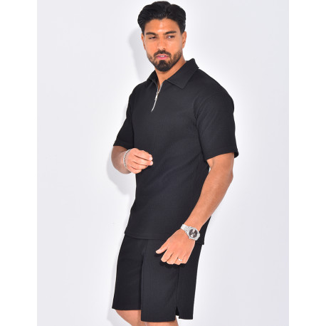 Ensemble short et polo texturé