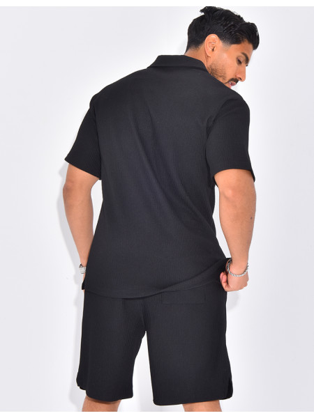 Ensemble short et polo texturé