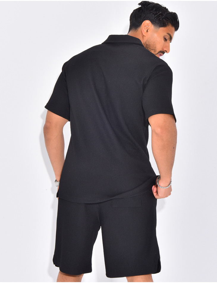 Ensemble short et polo texturé