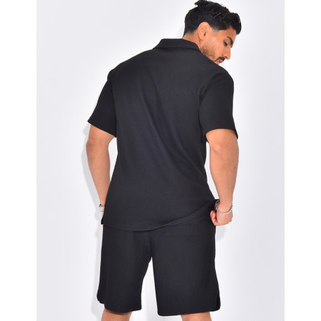 Ensemble short et polo texturé
