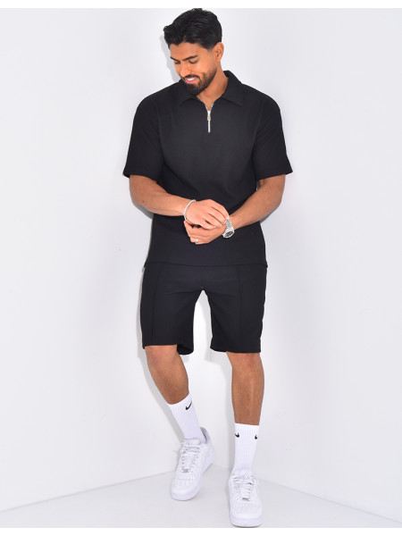 Ensemble short et polo texturé