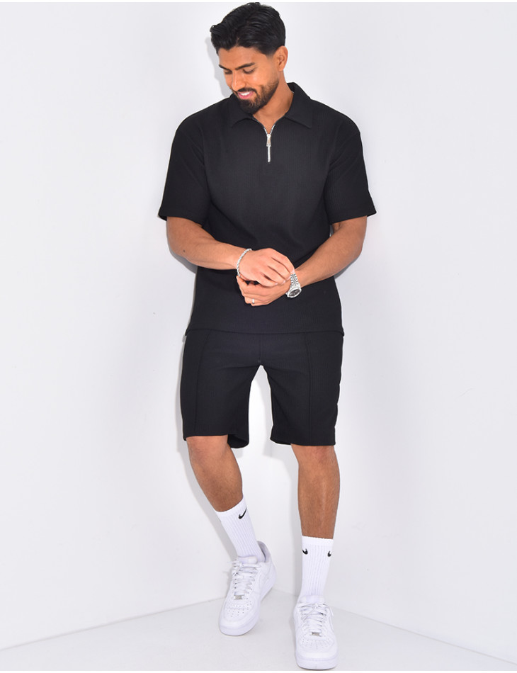 Ensemble short et polo texturé