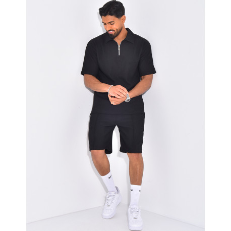 Ensemble short et polo texturé
