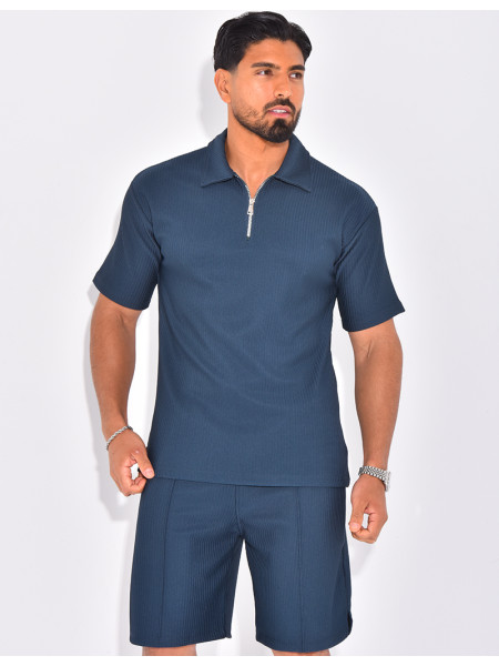 Ensemble short et polo texturé