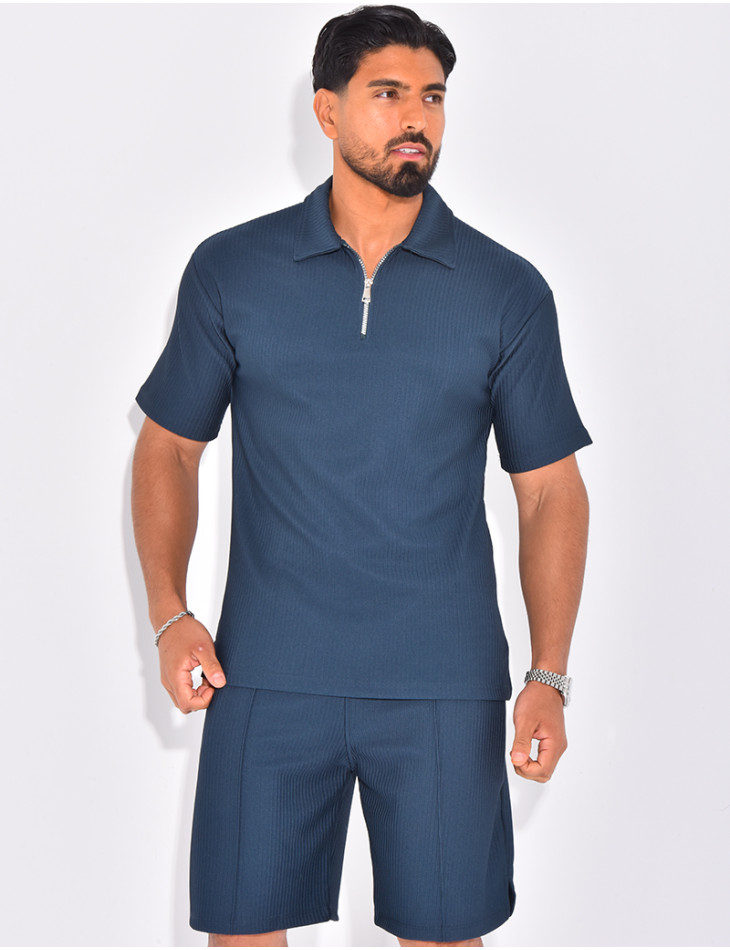 Ensemble short et polo texturé