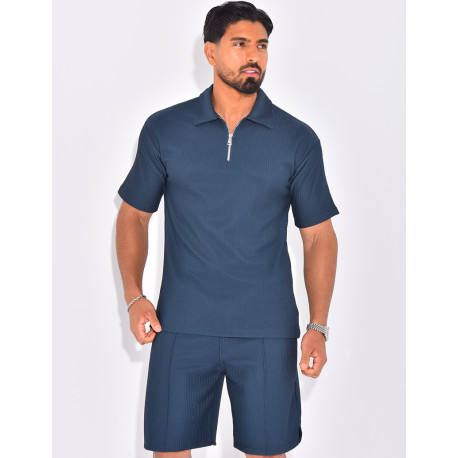 Ensemble short et polo texturé