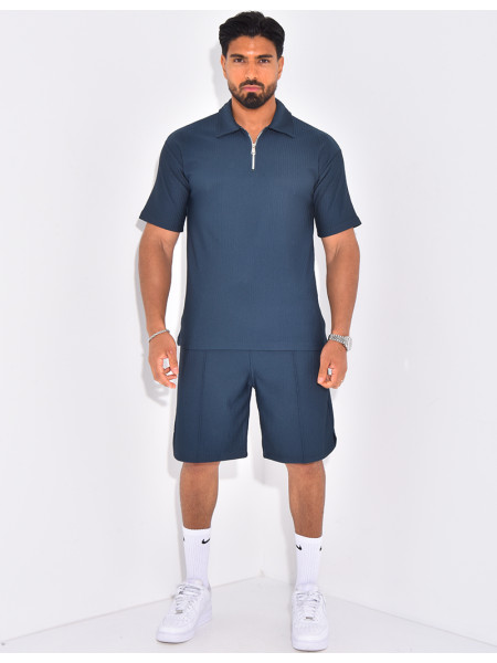 Ensemble short et polo texturé