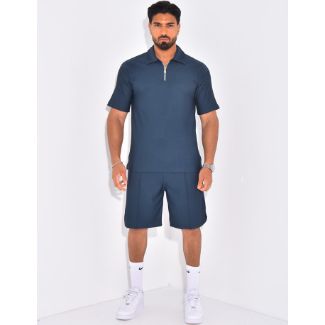 Ensemble short et polo texturé
