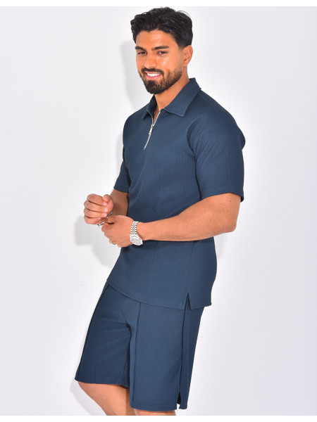 Ensemble short et polo texturé