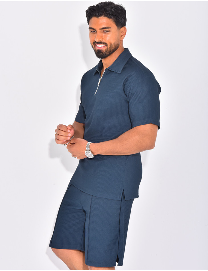 Ensemble short et polo texturé