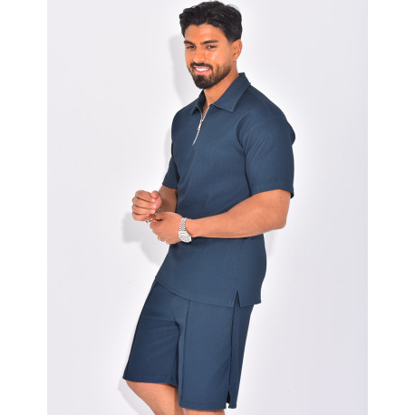 Ensemble short et polo texturé