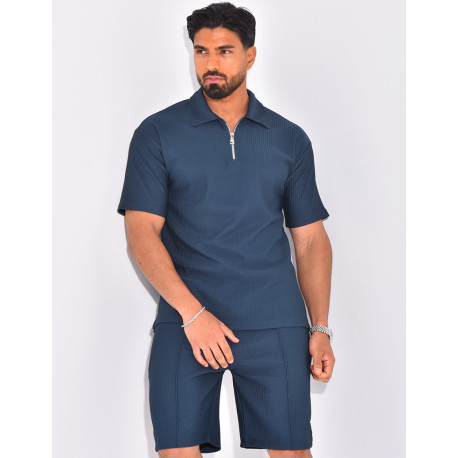 Ensemble short et polo texturé