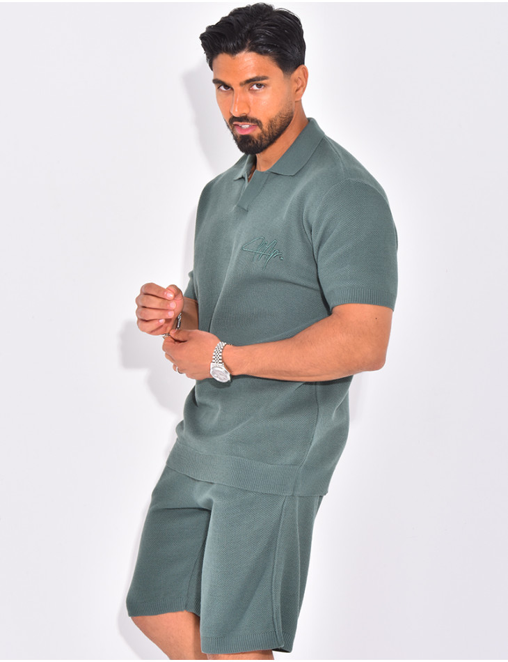 Ensemble nid d'abeille short et polo