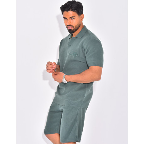 Ensemble nid d'abeille short et polo