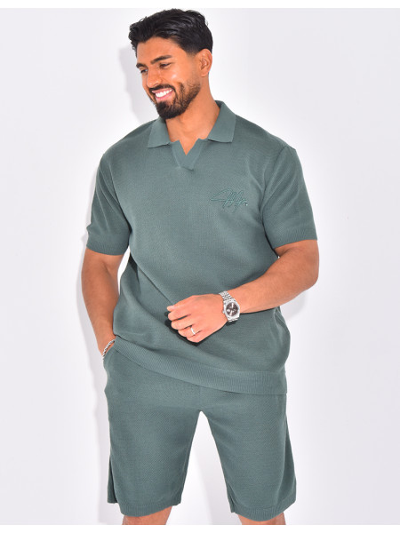 Ensemble nid d'abeille short et polo