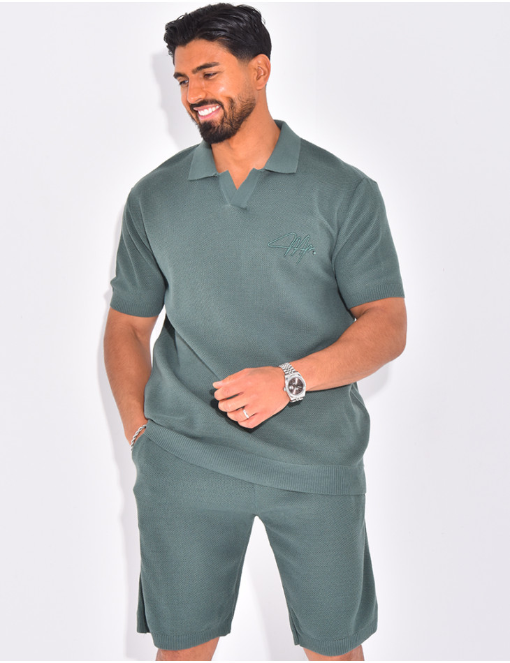 Ensemble nid d'abeille short et polo