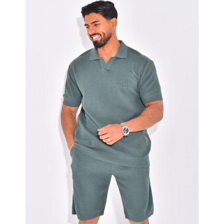 Ensemble nid d'abeille short et polo