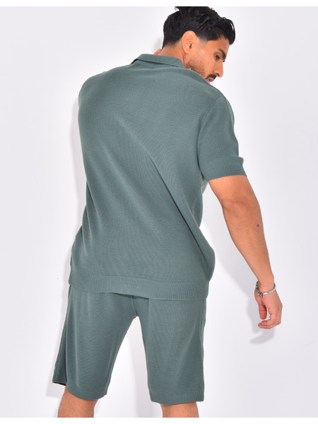 Ensemble nid d'abeille short et polo