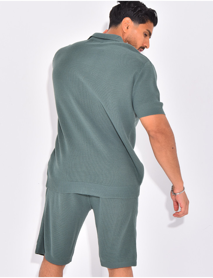 Ensemble nid d'abeille short et polo