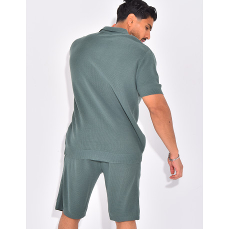 Ensemble nid d'abeille short et polo