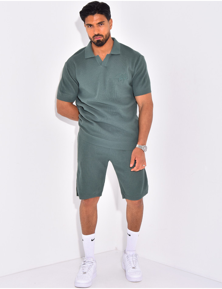Ensemble nid d'abeille short et polo