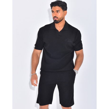 Ensemble nid d'abeille short et polo