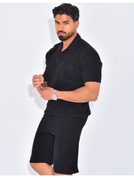 Ensemble nid d'abeille short et polo