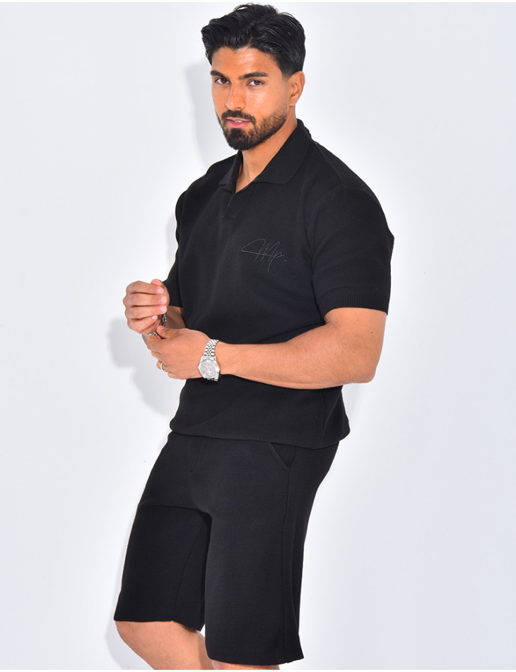 Ensemble nid d'abeille short et polo
