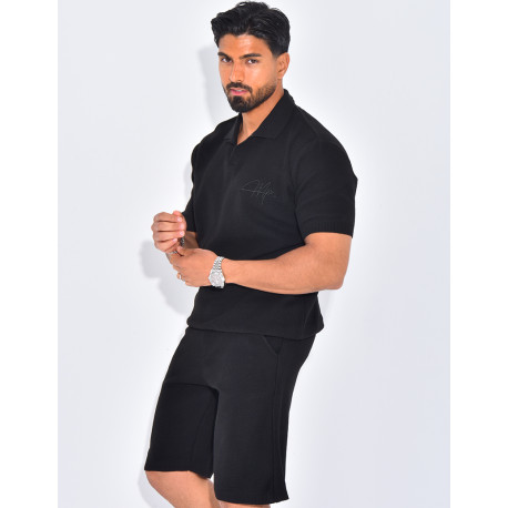 Ensemble nid d'abeille short et polo