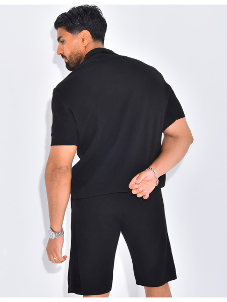 Ensemble nid d'abeille short et polo