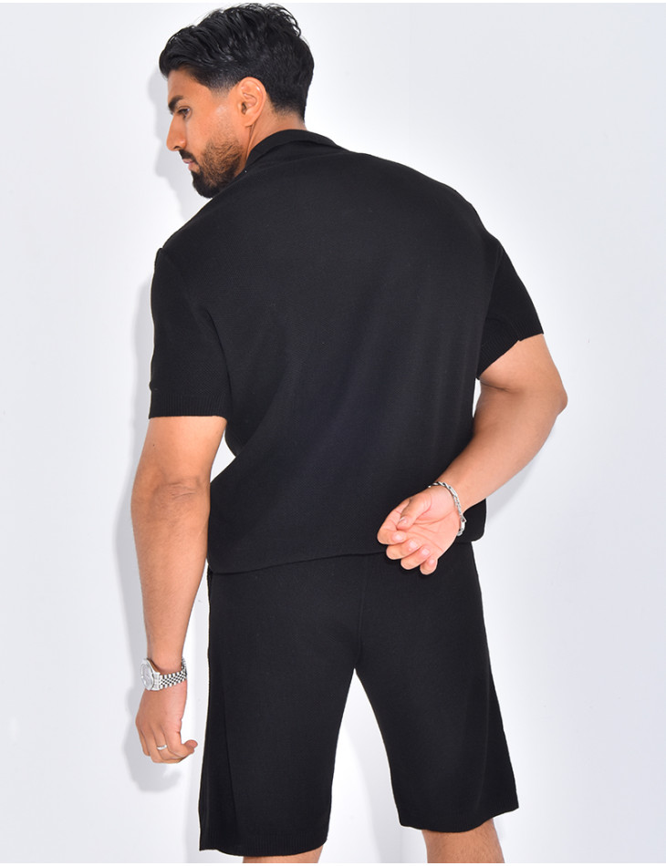 Ensemble nid d'abeille short et polo